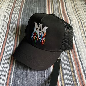 AMIRI Embroidered Paint Drip AM Logo Trucker Snapback Cap Hat